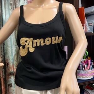 NWT “ Amour” Black Tank Top